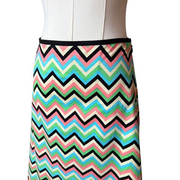 Tibi Multicolor Midi Skirt Size 6 Cotton Blend Stretchy Fabric Zip Side Closure - Picture 5 of 7